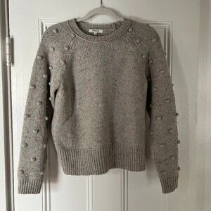 Madewell Palmroy Bobble Sleeve Pullover Sweater – Grey Multi Color